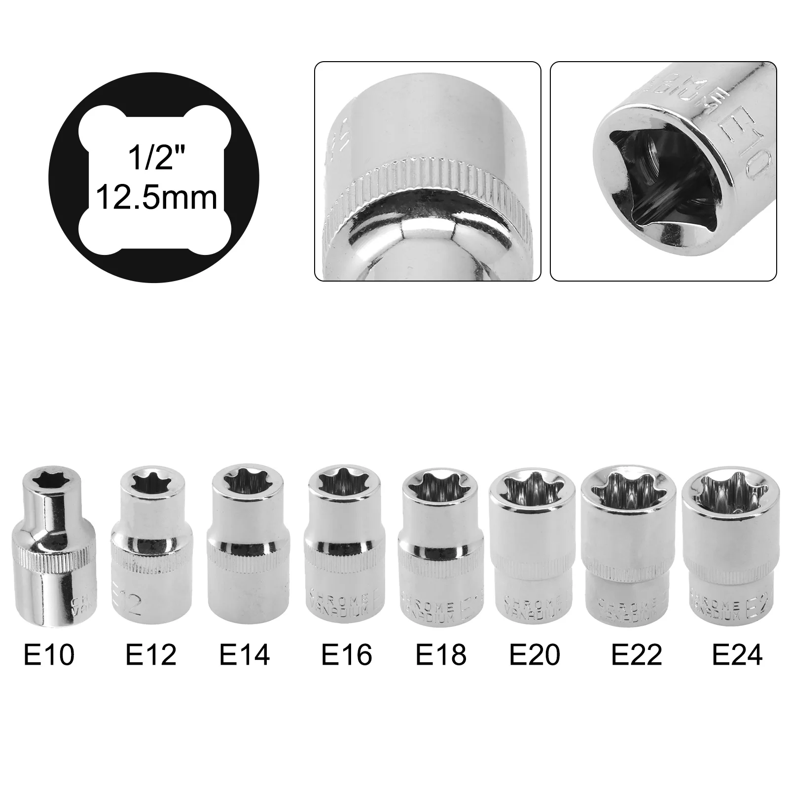 Торцевая отвертка E10 E12 E14 E16 E18 E20 E22 E24, 1/2 Torx