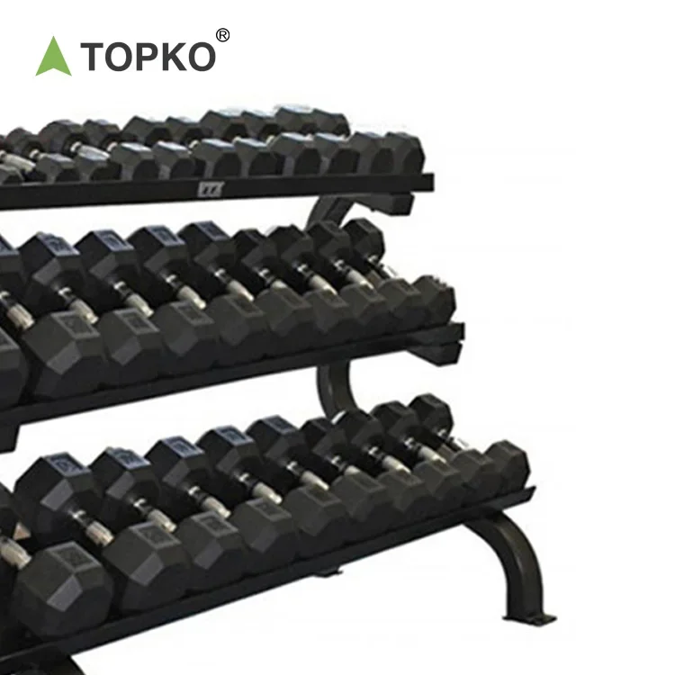 Фото Высококачественная стойка для гантелей TOPKO, бытовой тренажерный зал, 3 уровня, стойка для хранения гантелей №5