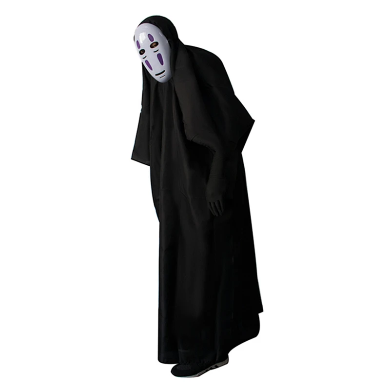 Фото Аниме Spirited Away No Face мужская маска для косплея перчатки Набор Хэллоуин Маскарад черный плащ №3