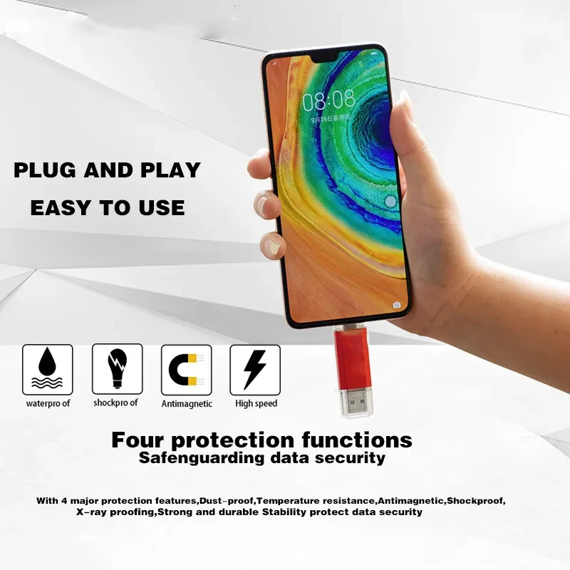 Фото Флэш-накопитель USB флэш-накопитель USB OTG 2 в 1 для телефона/ноутбука металлический флэш-накопитель высокоскоростной Флэш-накопитель U-диск 4 Гб... №2