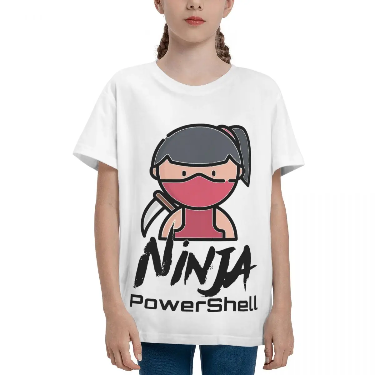 Фото Harajuku PowerShell Ninja (цвет черный) Essential For Teeanger Basic футболка с коротким рукавом Top tee premium grade Humor Travel №4