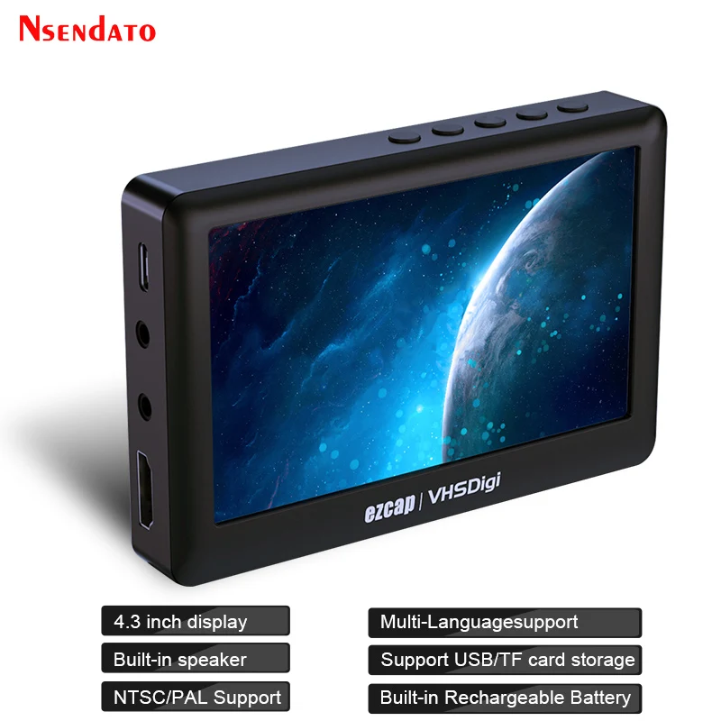 Ezcap180 4,3-дюймовый AV-рекордер, видео-аудиозахват, 1080P от VHS Digi, портативная видеокамера Vhs, DVD Hi8, плеер с TF-картой, U-диском
