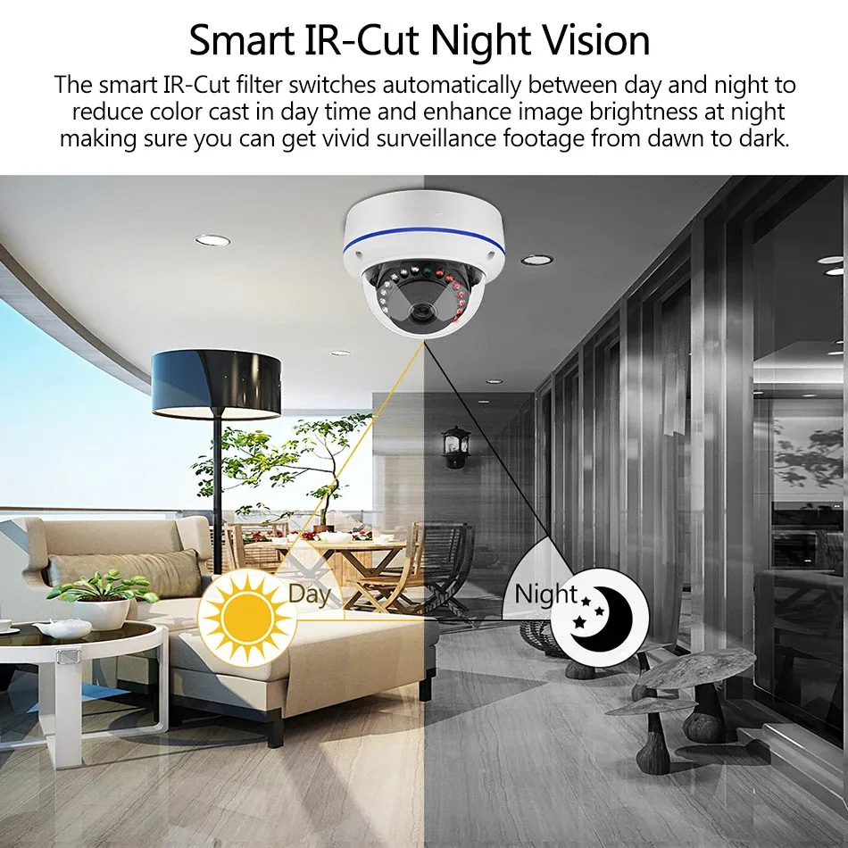 Фото IP-камера Techage H.265 HD 4 МП комнатная с POE, антивандальная купольная камера для комплекта видеонаблюдения, двухсторонний разговор, ночное видение, Onvif №3