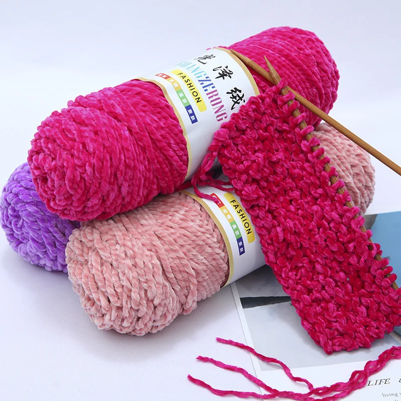 Фото 200g Chenille Velvet Yarn Knitting Wool Thick Warm Crochet Knitting Yarns Cotton Baby Wool DIY Hand-Knitted Sweater №3