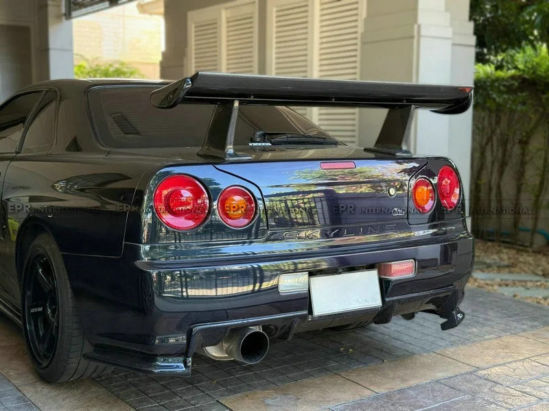 Фото Задняя подставка для спойлера для NISSAN SKYLINE R34 GTR BNR34 SP Тип высококачественного углеродного волокна №2