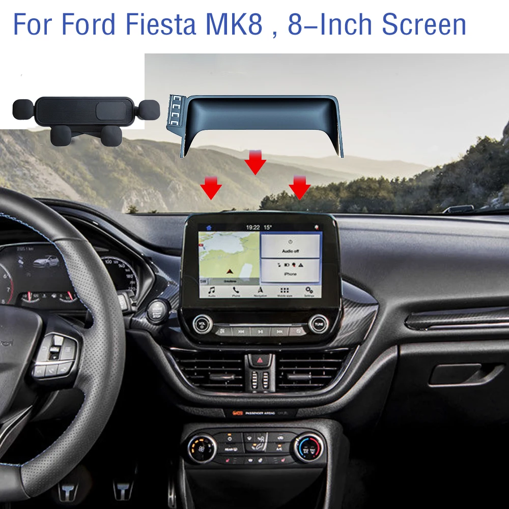 Автомобильный держатель телефона для Ford Fiesta MK8, Фиксированный экран, навигационный кронштейн, мобильное гравитационное соединение, автомобильные аксессуары для интерьера