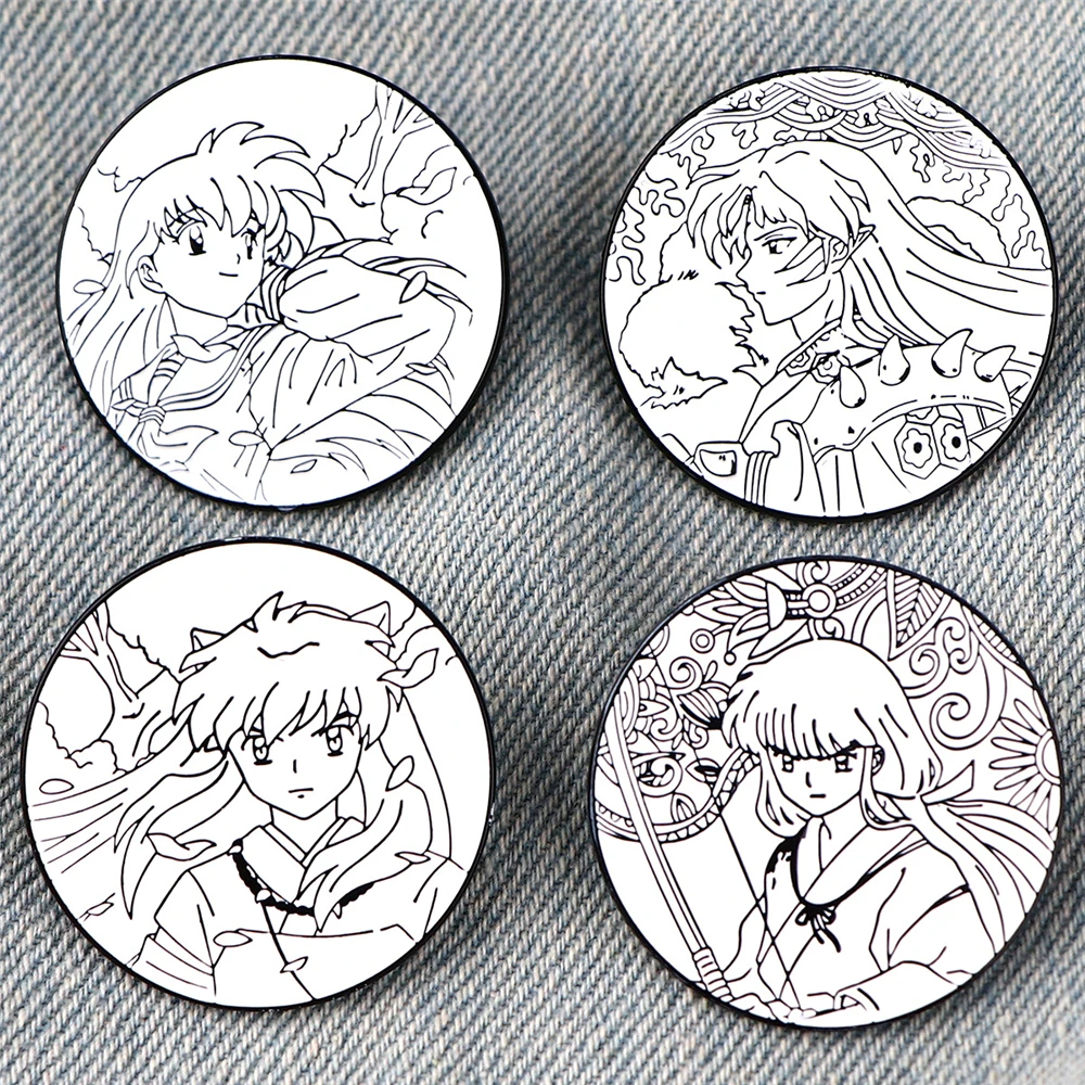 Аниме Inuyasha Kikyō Sesshoumaru Higurashi Kagome, костюм для косплея, реквизит, металлический значок, булавка, брошь из сплава, рождественский подарок