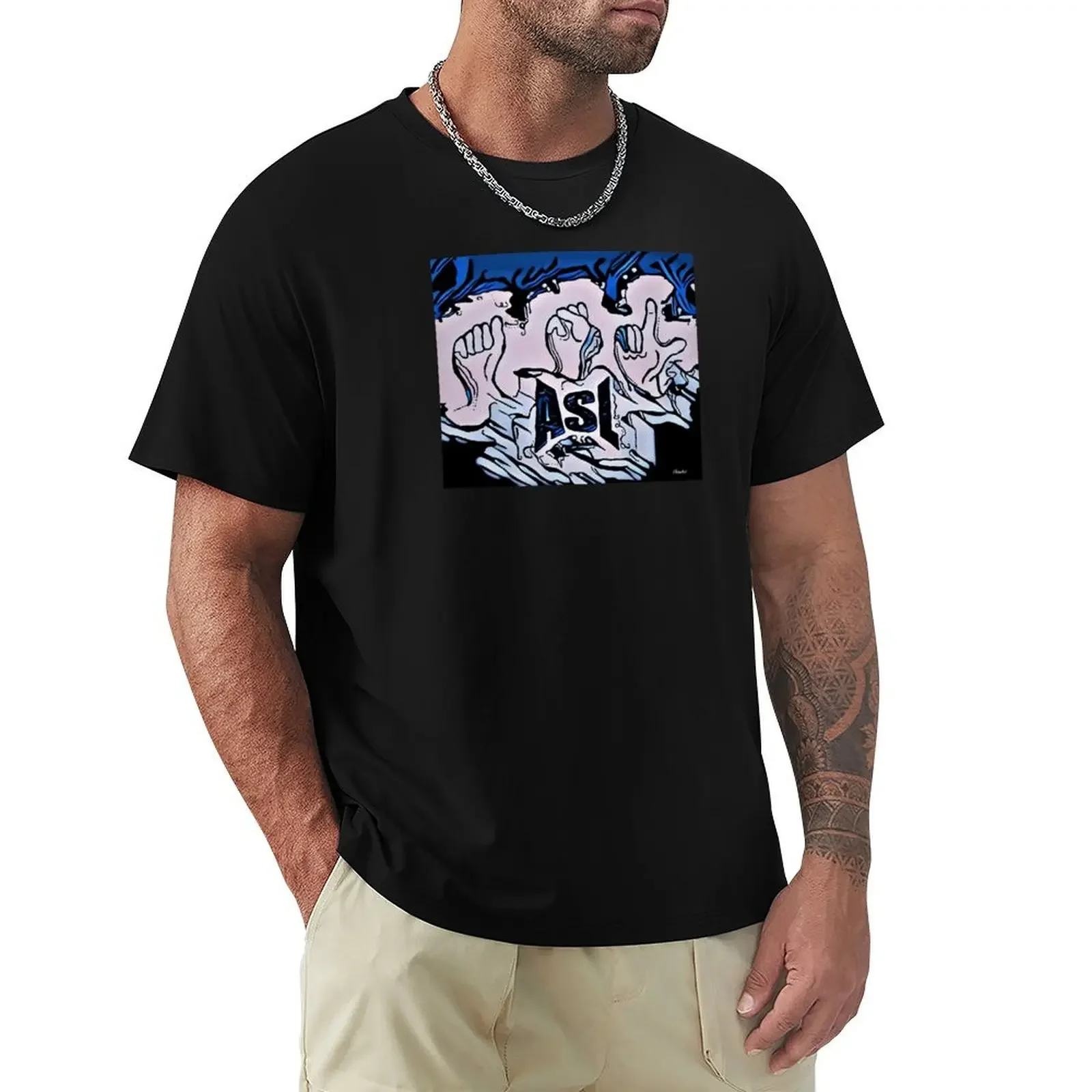 Фото ASL T-Shirt милые топы мужская одежда мужская дизайнерская одежда №3
