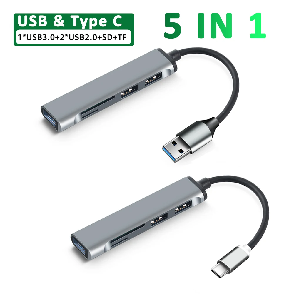 USB-концентратор 3,0 Type C 3,1, 5 портов, мультиразветвитель, адаптер OTG, TF, SD для Xiaomi, Lenovo, Macbook Pro, Air Pro, компьютерные аксессуары для ПК