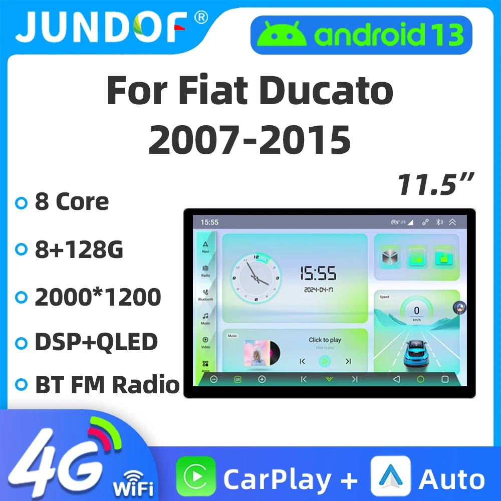 Автомагнитола 2 Din, 11,5 дюйма, 2K, Android, для Fiat Ducato 2007-2015, мультимедийный видеоплеер, 4G, Wi-Fi, GPS-навигация, головное устройство для Carplay