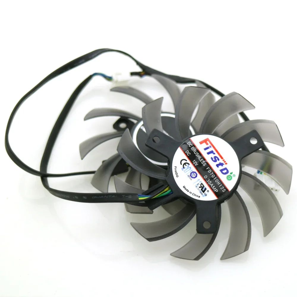Фото 2 шт./лот FD7010H12S DC 12 В 0,35 А 75 мм для ASUS R7 260X HD7950 GTX7750TI GTX650TIB DirectCU II вентилятор видеокарты №5