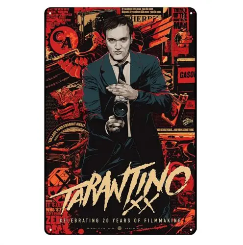Quentin Tarantino кинорежиссера металлический плакат жестяной знак 20x30 см