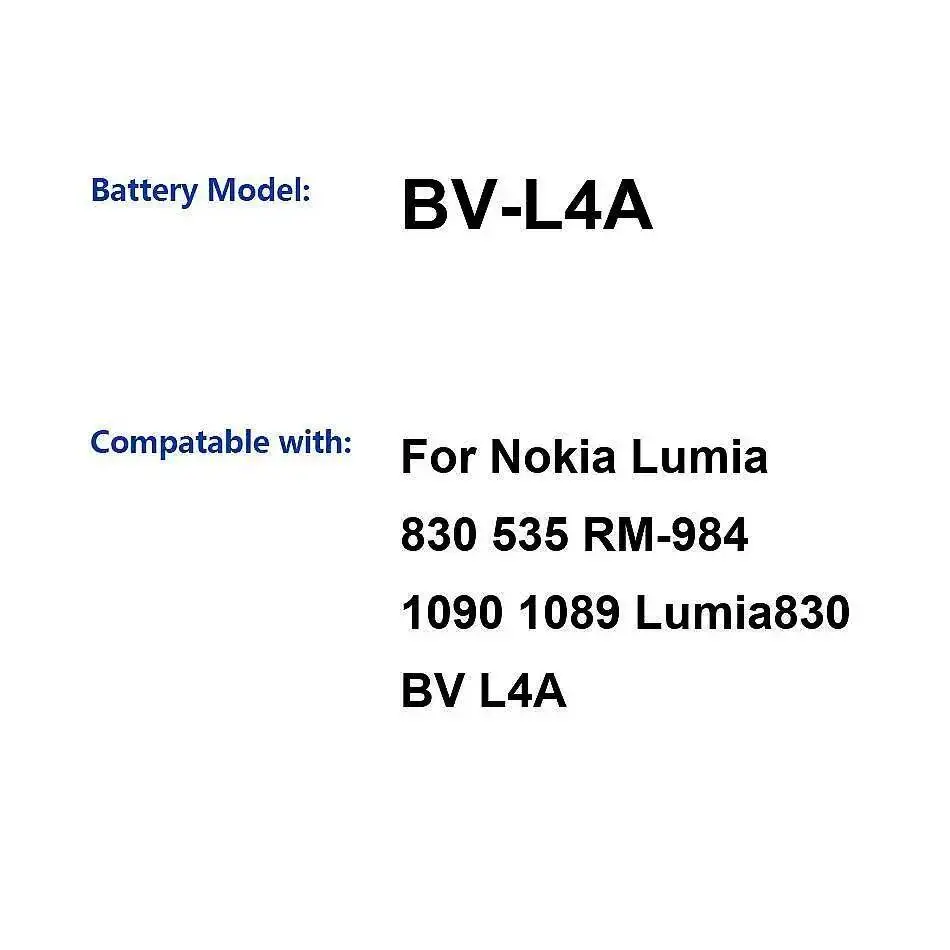 2200 мАч BV-L4A для Nokia Lumia 830 535 RM-984 1090 1089 Стабильный аккумулятор для мобильного телефона