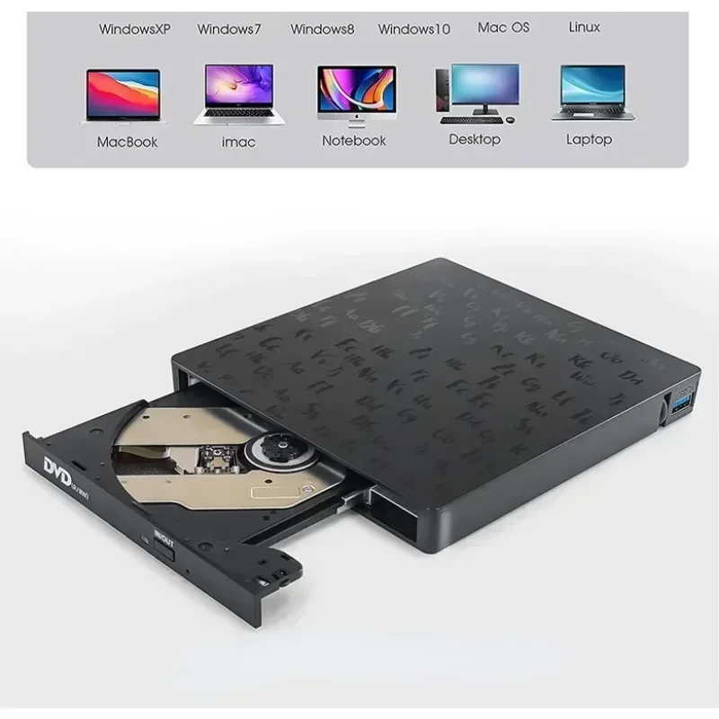 Фото Внешний привод CD/DVD USB 3.0 Type-C 6 в 1, DVD-привод, оптический привод с SD/TF и слотами USB3.0, оптические приводы для ноутбуков ПК №5
