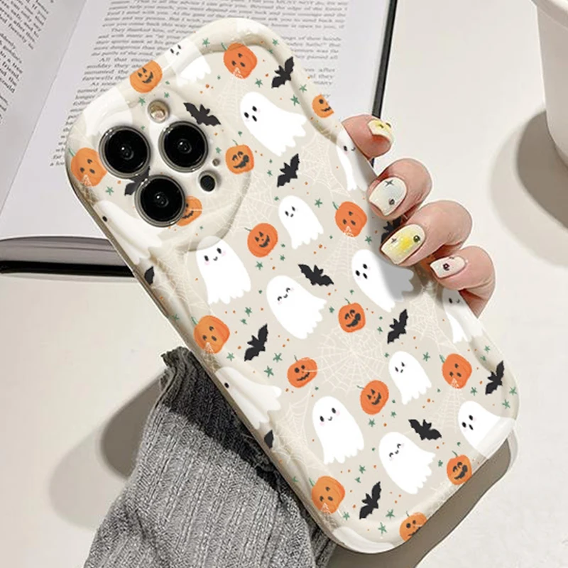 Чехол для телефона Halloween Pumpkin Ghost для Samsung A56 Чехлы Galaxy A36 A26 A16 A35 A55 A34 A54 S25 Ultra S24 FE S23 Plus S22 Cover