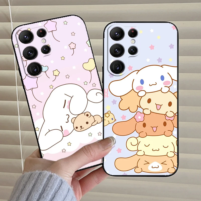 Фото Sanrio Cinnamoroll Почтовый чехол для Samsung Galaxy S24 S23 S22 S21 S20 FE S10 S10E Plus Ultra Pro Lite 5G черный ТПУ чехол для телефона №2
