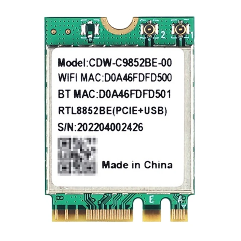 RTL8852BE 5 ГГц 2,4 ГГц двухдиапазонная карта Wi-Fi 6 1800 Мбит/с BT5.0 Беспроводная карта 802.11AX NGFF M.2 для Windows 10/11