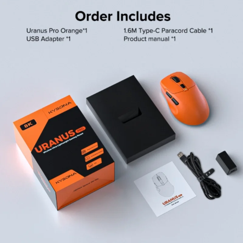 Фото Игровая мышь Kysona Uranus Pro Bluetooth 2,4G, трехрежимная игровая мышь для киберспорта, легкая эргономичная игровая мышь для ПК, аксессуары для геймеров №5