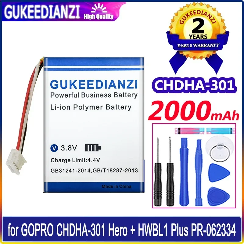 Аккумулятор GUKEEDIANZI 2000 мАч для Gopro CHDHA-301 CHDHA301 Hero + HWBL1 Plus HWBL 1 Plus 1 Plus PR-062334 PR062334