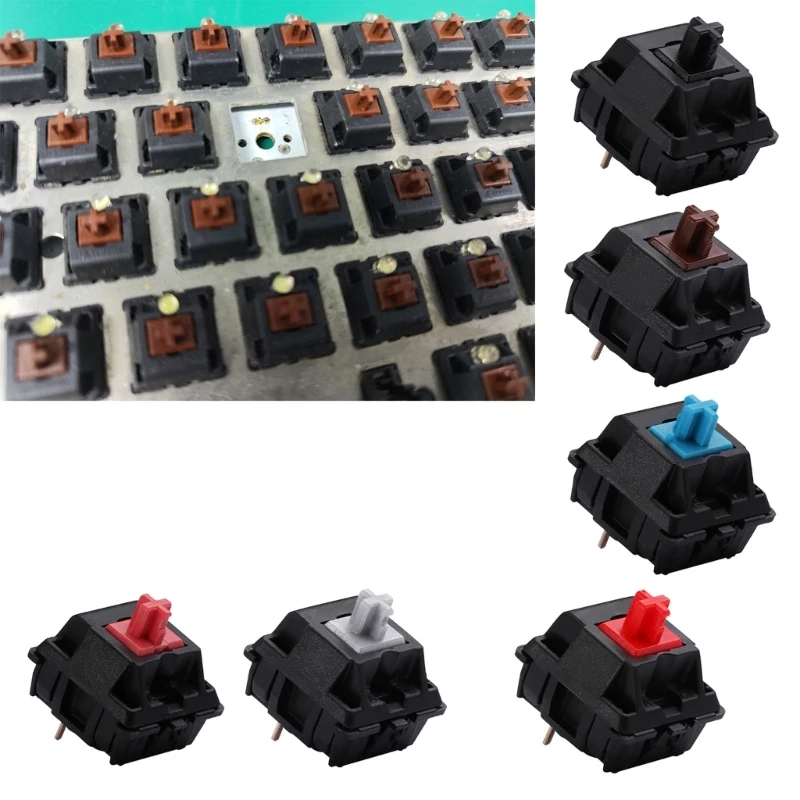 Оригинальные переключатели CherryMX, розовые, черные, синие, чайные, красные, серебряные, механические переключатели для