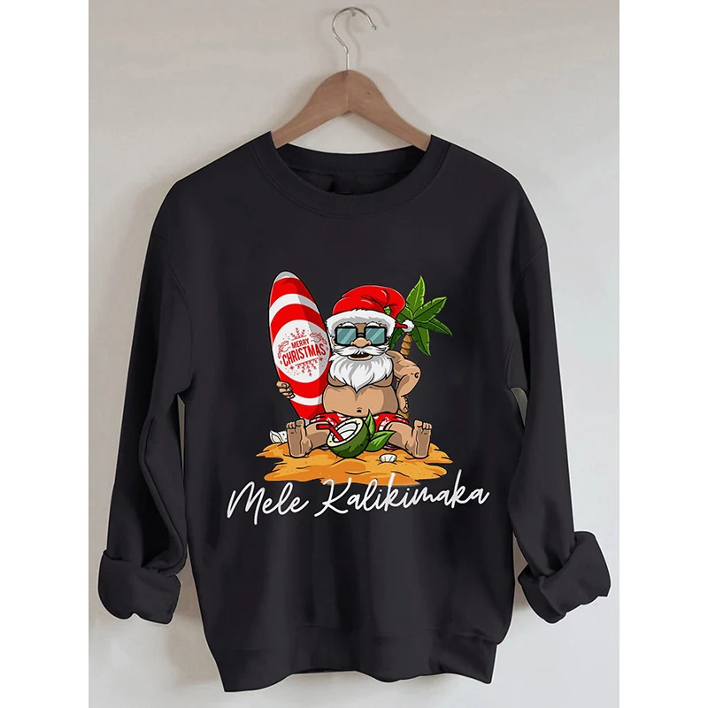 Rheaclot Mele Kalikimaka Bing Crosby женские хлопковые топы с гавайским принтом женские Забавные милые толстовки с длинным рукавом