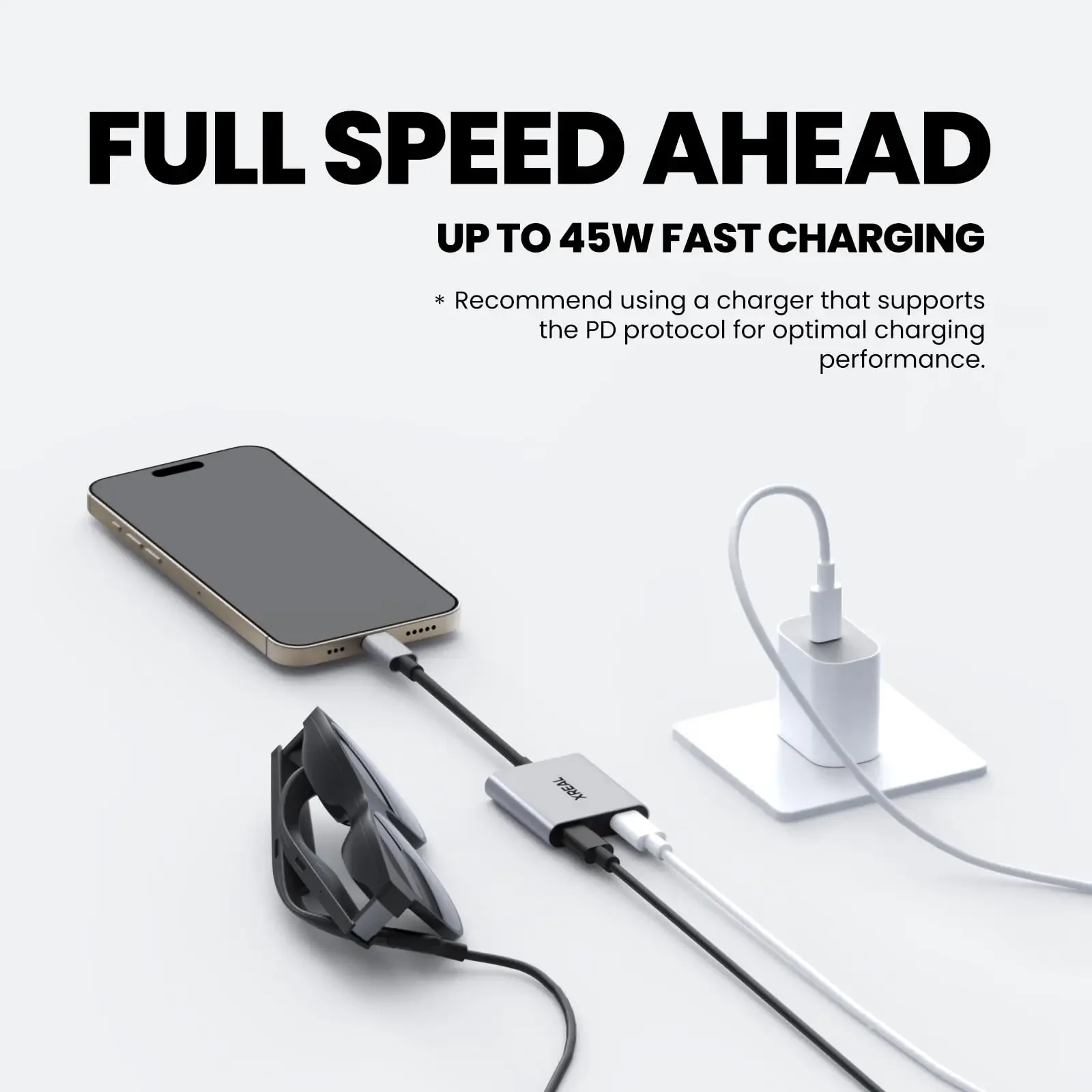 XREAL Hub 120 Гц 2IN1 USB-C PD адаптер для быстрой зарядки портативный видеоадаптер для XREAL AIRAIR2 переключатель очков PS4 PS5 конвертер (art.: 3920d2310ed25) - 3920d2310ed25