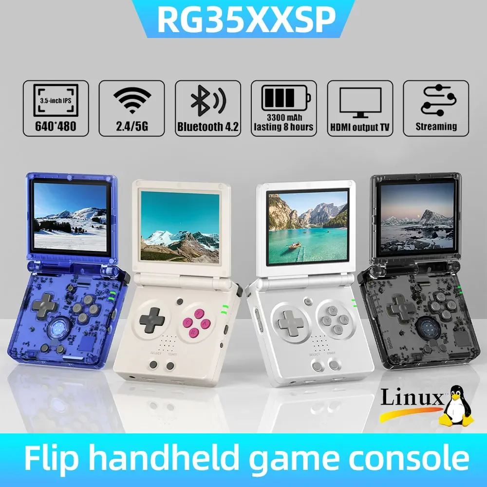 RG35XXSP RG35XX SP 3,5 ''IPS Linux Складная игровая консоль 3300 мАч портативные игровые плееры 5000 + Rerto Games