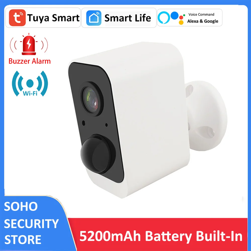 1080P камера безопасности наружная IP65 WiFi перезаряжаемая батарея WiFi камера Tuya Smart Life APP двустороннее аудио ночное видение