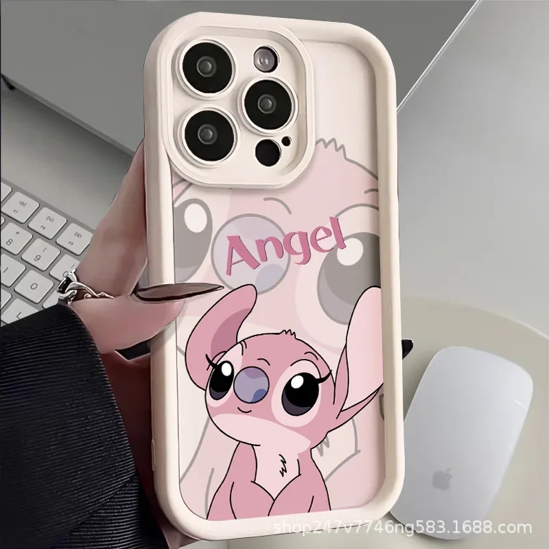 Фото Чехол для телефона Disney Stitch для IPhone 15 Pro Max 14 13 12 11 Pro Max, чехол для пар, милый чехол для IPhone 14 11 Pro Max X XR XS Max №2
