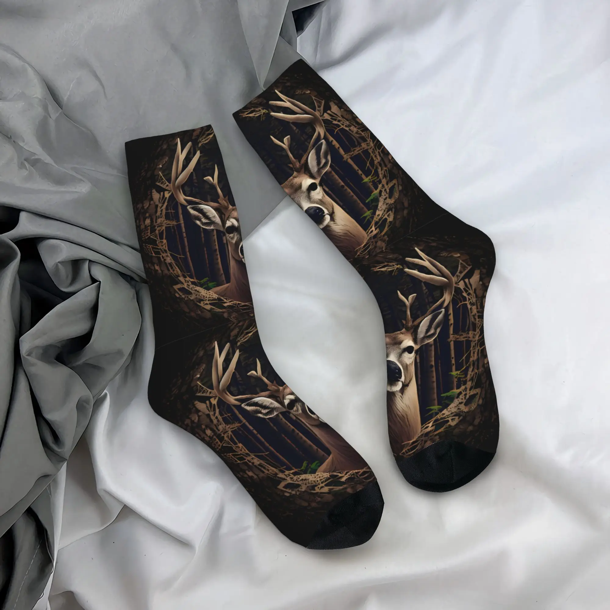 Забавные сумасшедшие носки для мужчин Sylvan Stag с белым хвостом оленя, Harajuku, качественный узор, носки с принтом, повседневный подарок (art.: 3920cddc4142d) - 3920cddc4142d