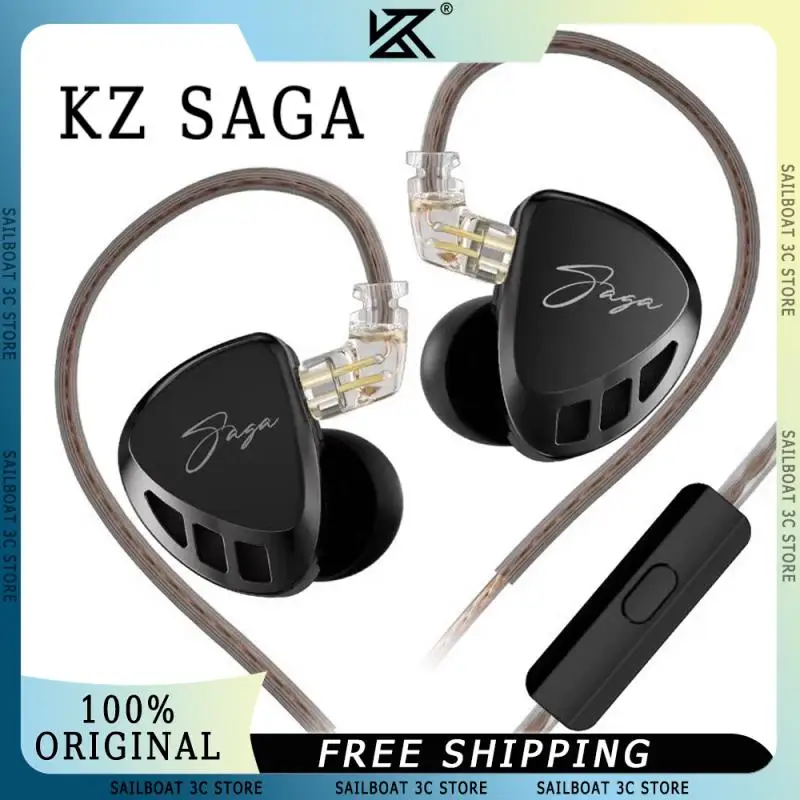 KZ Сага HiFi наушники со съемным кабелем динамический привод высокое качество звука удобные наушники-вкладыши пользовательские музыкальные наушники