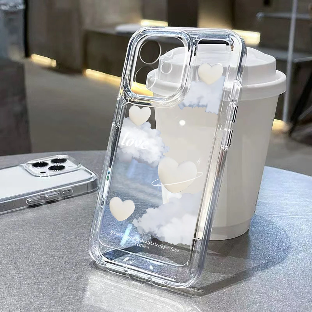 Чехол для телефона с сердцем Love для Samsung S23, S24, ультрачехол для A54, A53, A34, A32, A24, A23, A14, A52, A72, A55, S21, S20, FE S22, ультрачехол с облаком