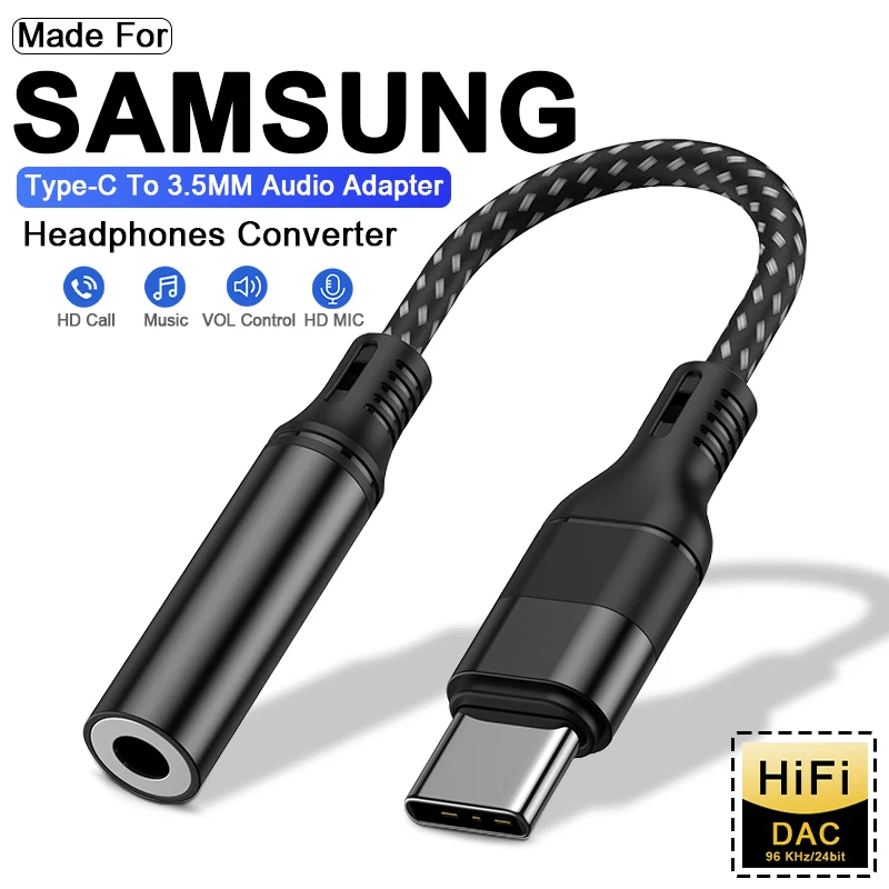 Тип C на 3,5 мм Aux адаптер для Samsung S23 S22 S21 S20 Ultra Converter для iPad Pro Xiaomi One plus USB C аудиокабель для наушников