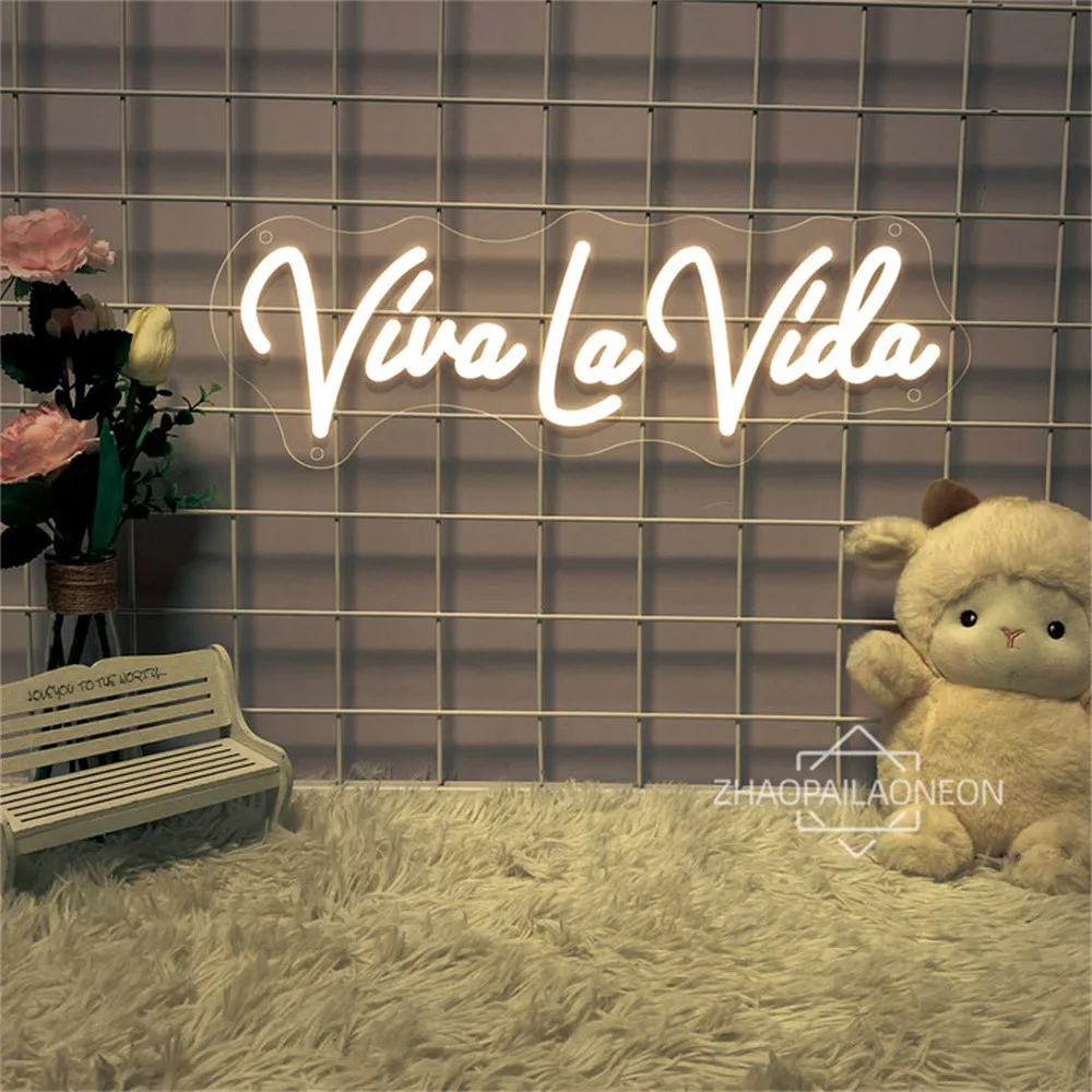 Фото Koear Viva La Vida неоновая светодиодная вывеска долгое время жизни украшение для спальни неоновые огни Настенный декор для свадебной вечеринки неоновая фотовывеска кофе №3