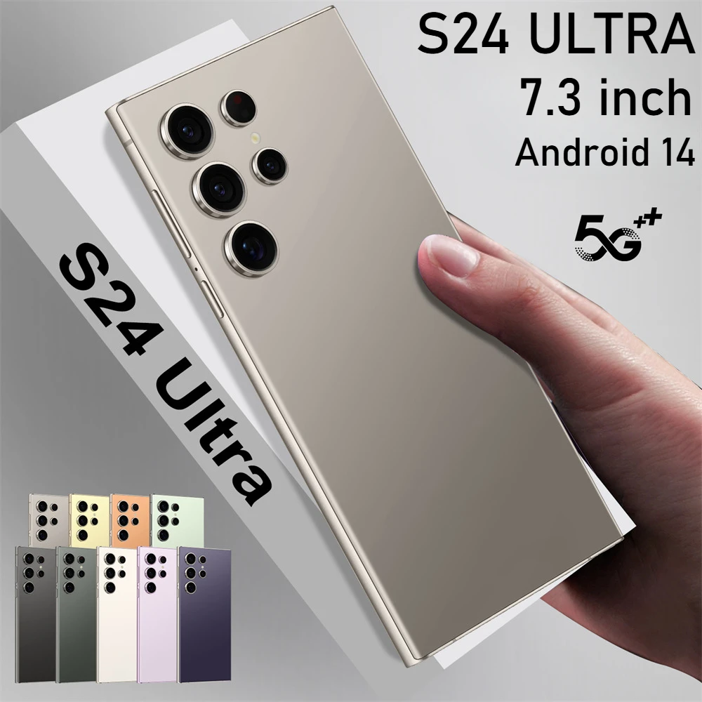 Новые мобильные телефоны S24 Ultra 7.3HD 4G 5G, оригинальный смартфон с двумя SIM-картами, сотовый телефон Android 14, 7800 мАч, глобальная версия, мобильные телефоны