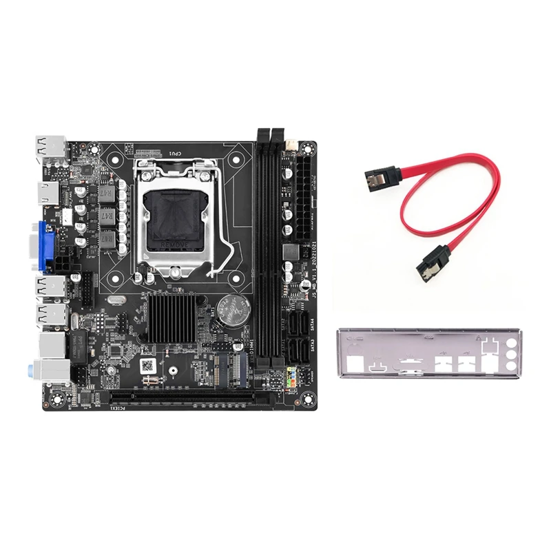 Материнская плата H61S (H61) LGA1155 для ПК + кабель SATA + комплект перегородки поддерживает 2x DDR 3 RAM слот NVME M.2 порт + Wi-Fi Порты USB2.0 SATA2.0