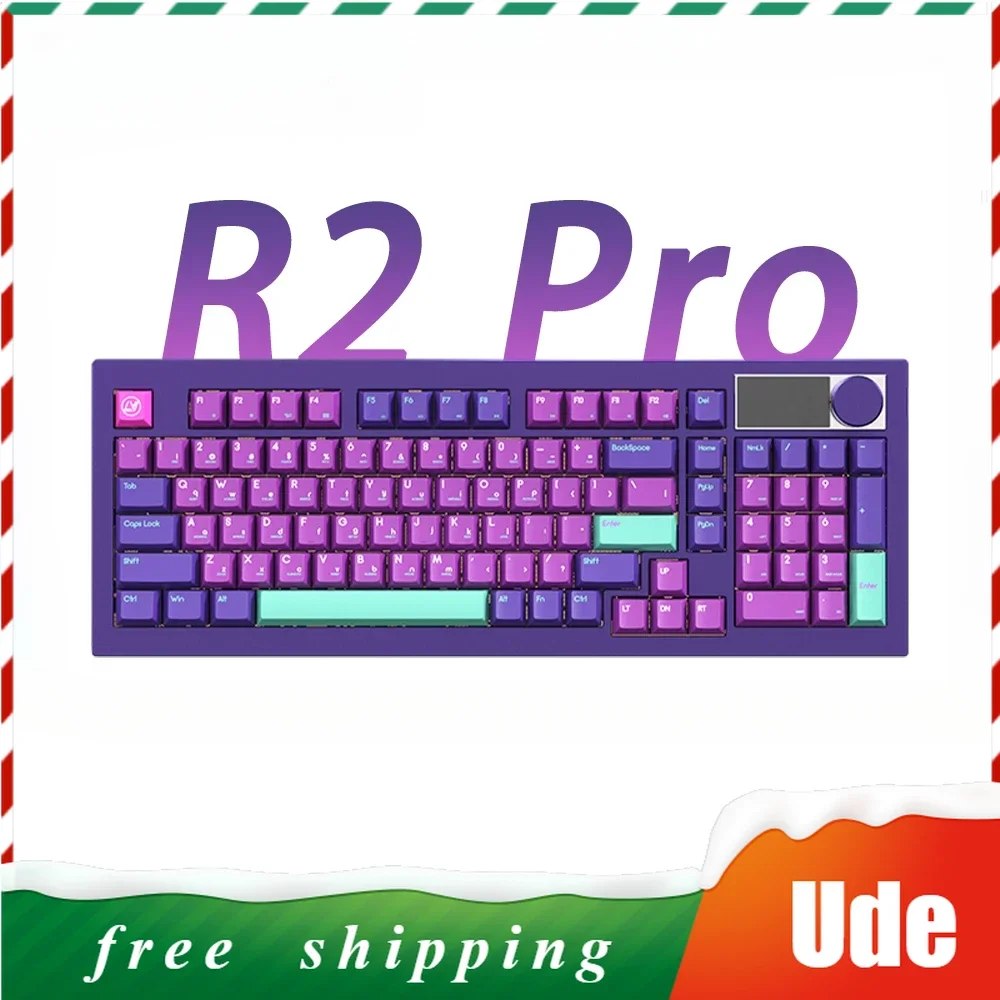 Фото Механическая клавиатура JamesDonkey R2Pro, беспроводная трехрежимная клавиатура RGB FR4 с позиционирующей пластиной и прокладкой дисплея, Офисная Клавиатура с горячей заменой №1