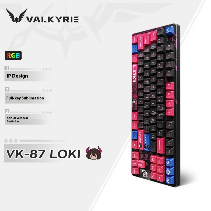 Фото VALKYRIE VK87 Киберспортивная клавиатура Беспроводная трехрежимная TFT 0,85 дюйма Цветной экран 4000 мАч Прокладка из ПБТ ПК Киберспортивные клавиатуры для ноутбуков №3