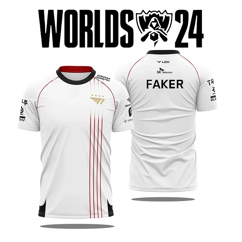 2025 Новая футболка Esports Team Uniform T1 League Of Legends World Finals Джерси Футболка LOL Games Faker Fan Support Мужская одежда