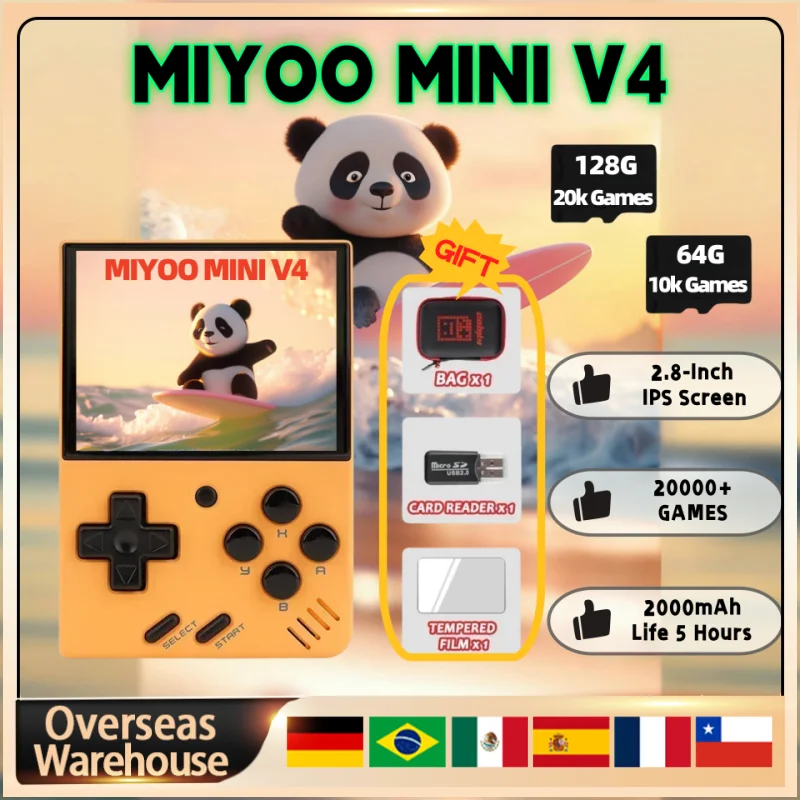 Портативная игровая консоль MIYOO MINI V4 в стиле ретро, портативная игровая система Linux, 2,8 дюйма, IPS OCA, игровая консоль для мальчиков, подарки