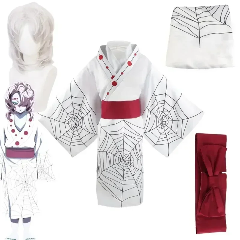 Новый аниме Demon Slayer Kimetsu No Yaiba Spider Oni Ayaki Rui Косплей Унисекс Кимоно Полный комплект Хэллоуин Карнавальные костюмыaa