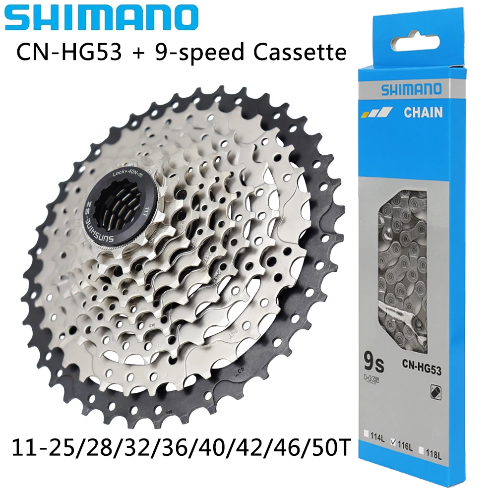 SHIMANO CN-HG53 9-скоростная велосипедная цепь Sunshine 11-25/28/32/36/40/42/46/50T кассетная звездочка для оригинальных деталей MTB велосипеда