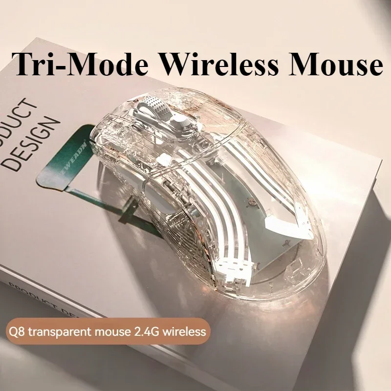 Трехрежимная беспроводная мышь Eweadn Q8, Bluetooth 2,4G RGB, бесшумная легкая прозрачная эргономичная игровая мышь, аксессуары для ПК и ноутбука