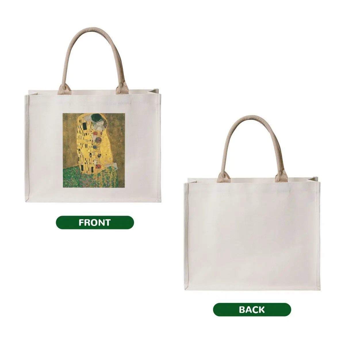 Фото KISS by Gustav Klimt Tote Bag, холщовая сумка на заказ, женская сумка-шоппер №2