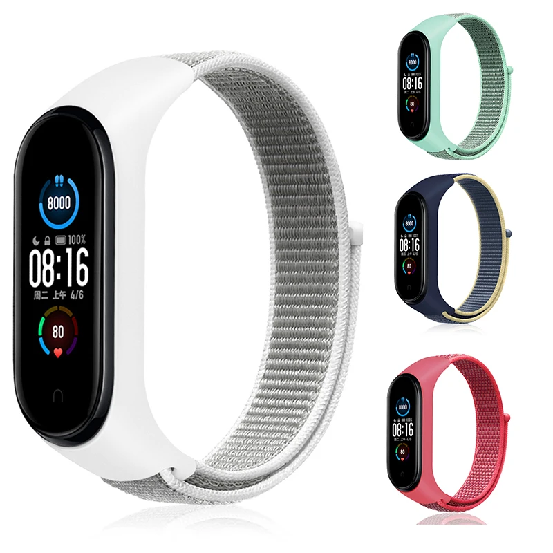 Ремешок нейлоновый для xiaomi mi band 6, спортивный браслет для наручных часов Mi band 5 4 3