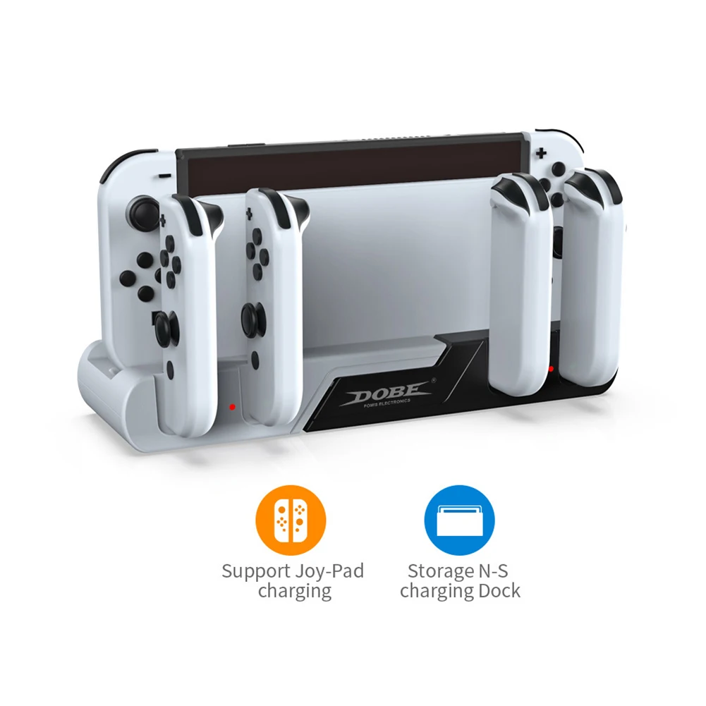Фото Для Nintendo Switch /Switch OLED контроллер зарядная док-станция Поддержка 4 Joypad 2 игровых карт зарядное устройство Подставка для Switch Joycon №3