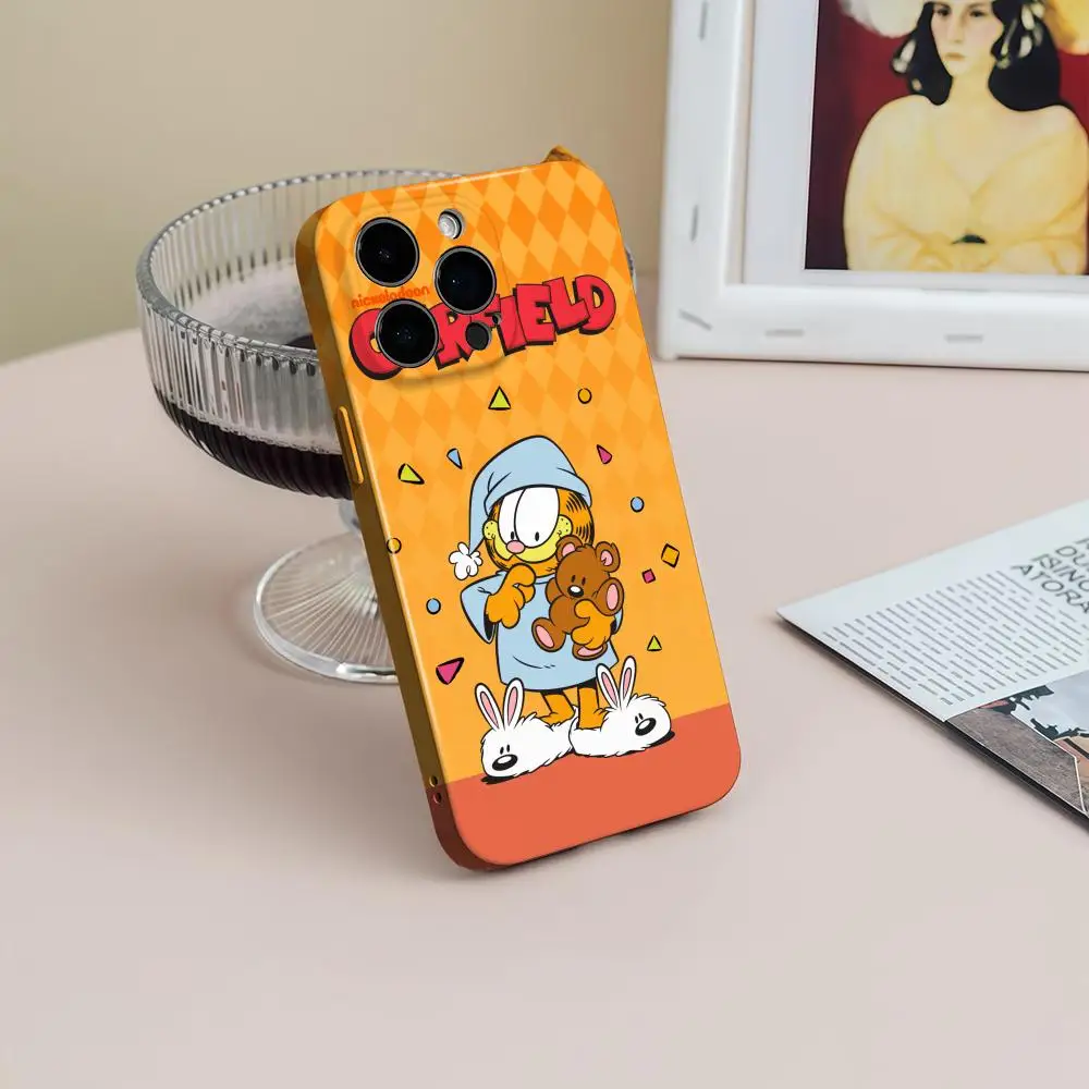 Чехол для телефона для iPhone 17, 16, 15, 14, 13, 12, Pro G-Garfields Cartoon Max Plus, глянцевый HD, с тонкими отверстиями, жидкая пленка, мягкий корпус