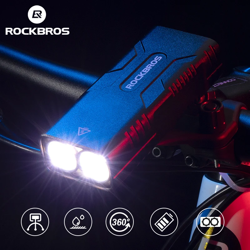 Фото Велосипесветильник фара ROCKBROS 2T, 6 светодиодный одов, 10 Вт, 10000 мАч №1
