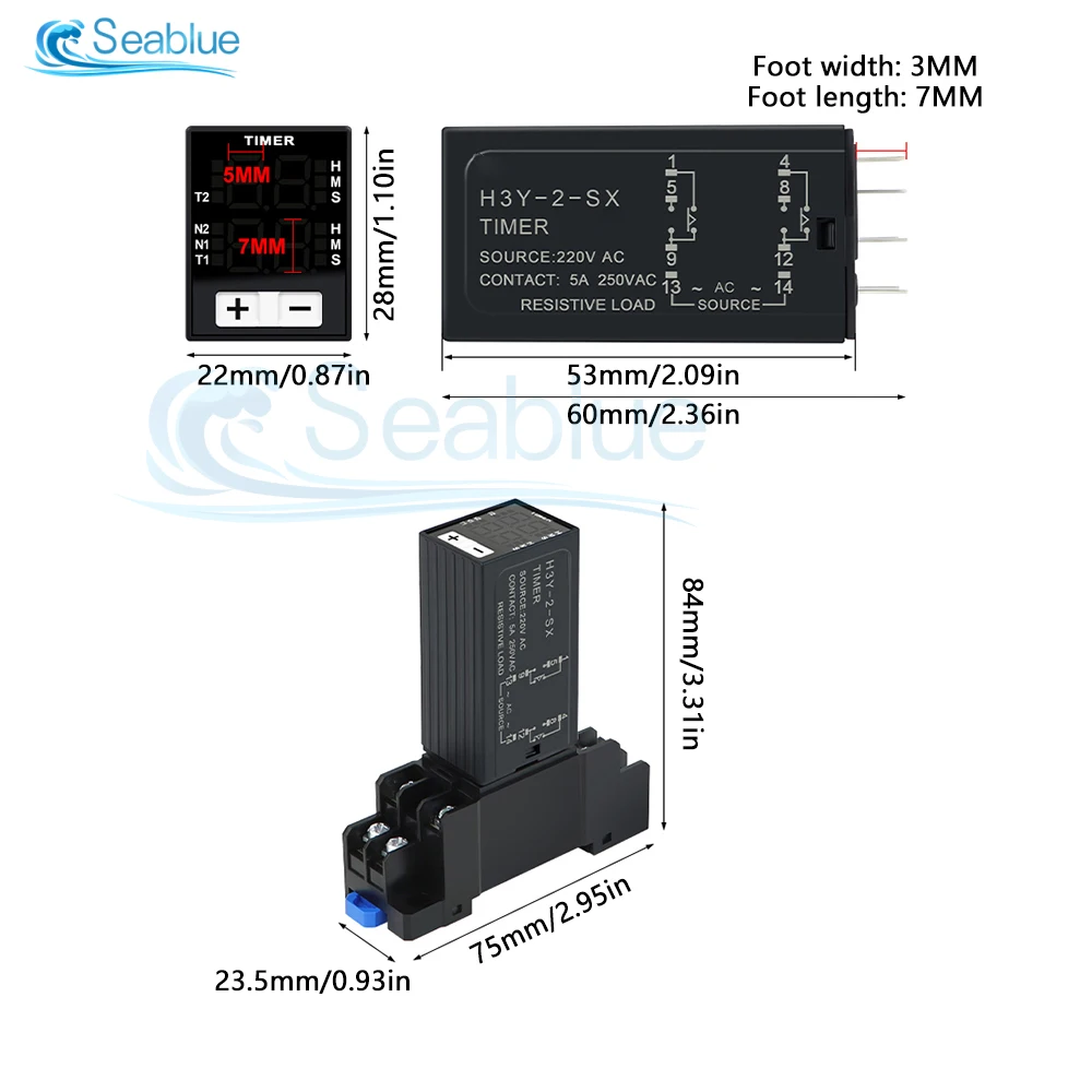 Фото H3Y-2-SZ DC 12 В постоянного тока 24 В переменного тока 220 В контроллер задержки включения светодиодный цифровой дисплей реле времени 8-контактное с базой №5