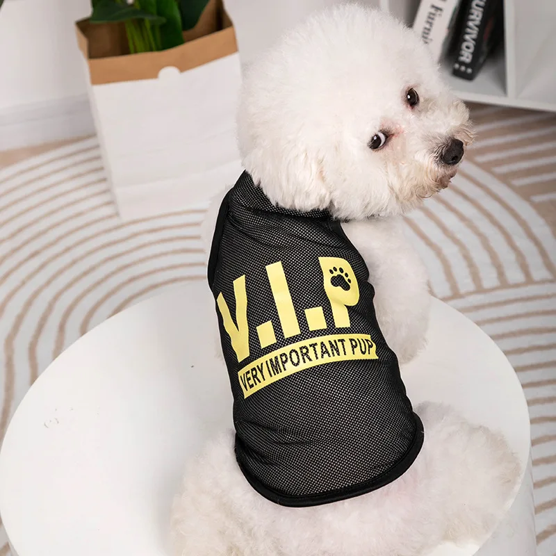 Фото Летняя сетчатая охлаждающая одежда для маленьких собак Boomerang Bichon Тедди Тонкий жилет для собак дышащая крутая Одежда для кошек и щенков №4